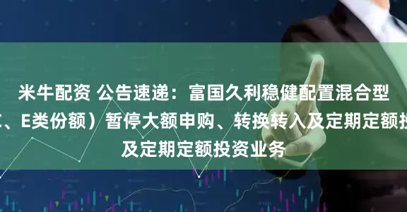 米牛配资 公告速递：富国久利稳健配置混合型基金（C、E类份额）暂停大额申购、转换转入及定期定额投资业务